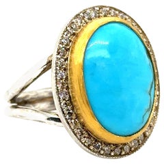 JAS-22-2302 - BAGUE EN OR 24K/ARGENT STERLING 0.44Ct CHAMPAGNE DIAS.