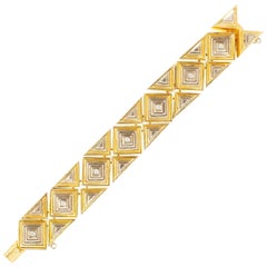 18k Gold Diamond Retro Pyramid Link Bracelet