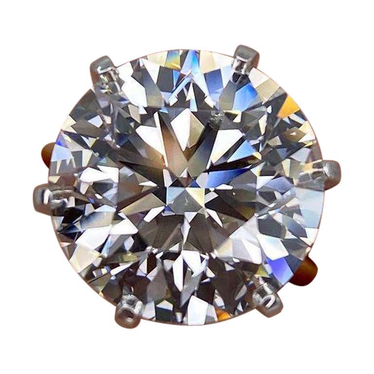 GIA Certified 4.13 Carat Round Brilliant Cut Diamond Platinum Ring For ...