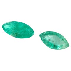 Used 1.40Ct Natural Loose Emerald Marqiuse Shape 2 Pcs