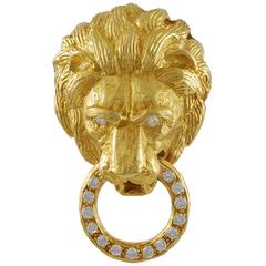 Van Cleef & Arpels Diamond Gold Lion Head Brooch 12