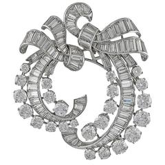 Van Cleef & Arpels Diamond Platinum Double-Clip Brooch 4