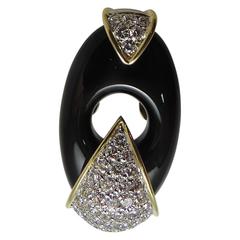 Dramatic 18K Yellow Gold, Diamond and Black Onyx Ring 12