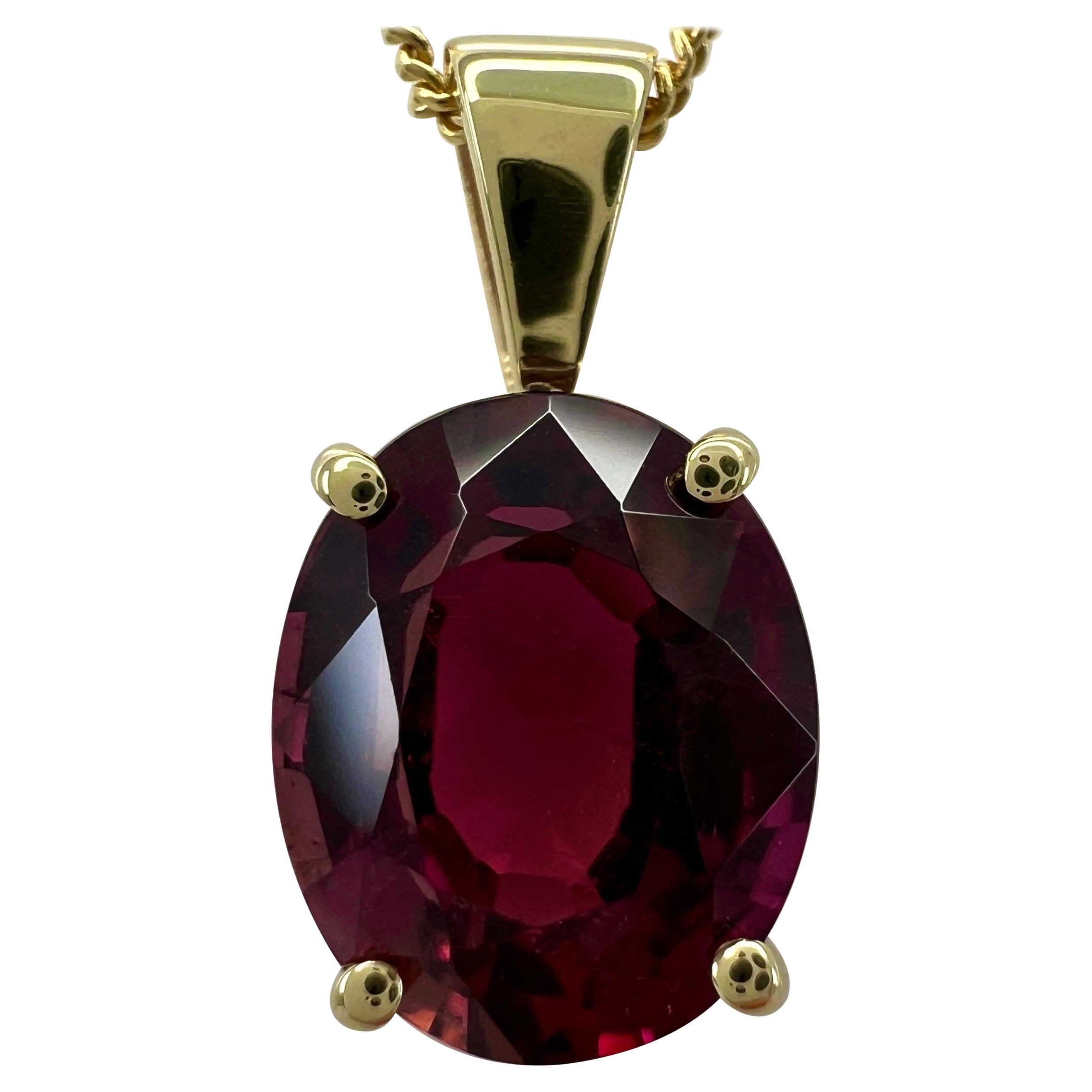 2.66ct Rubellite Tourmaline Pink Oval Cut 9k Yellow Gold Pendant Necklace For Sale