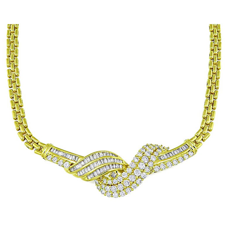 4.50ct Diamond Gold Necklace For Sale