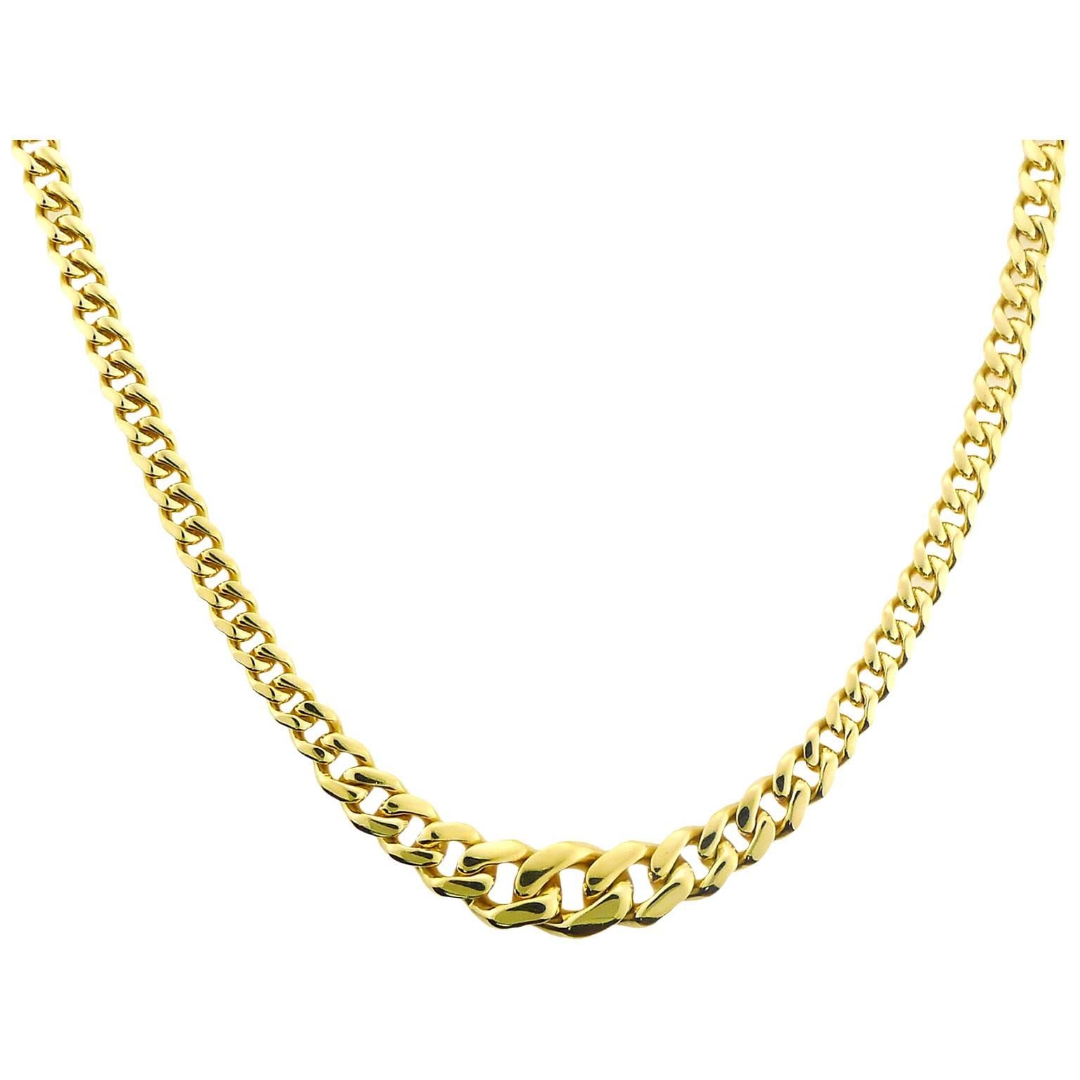 Gold Solid Link Graduated Necklace