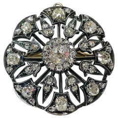 Victorian Duo-Tone Euro-Cut Diamond Pendant Mourning Brooch