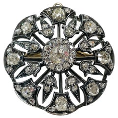 Broche de deuil victorienne à pendentif en diamant taillé en Europe et de couleur duo