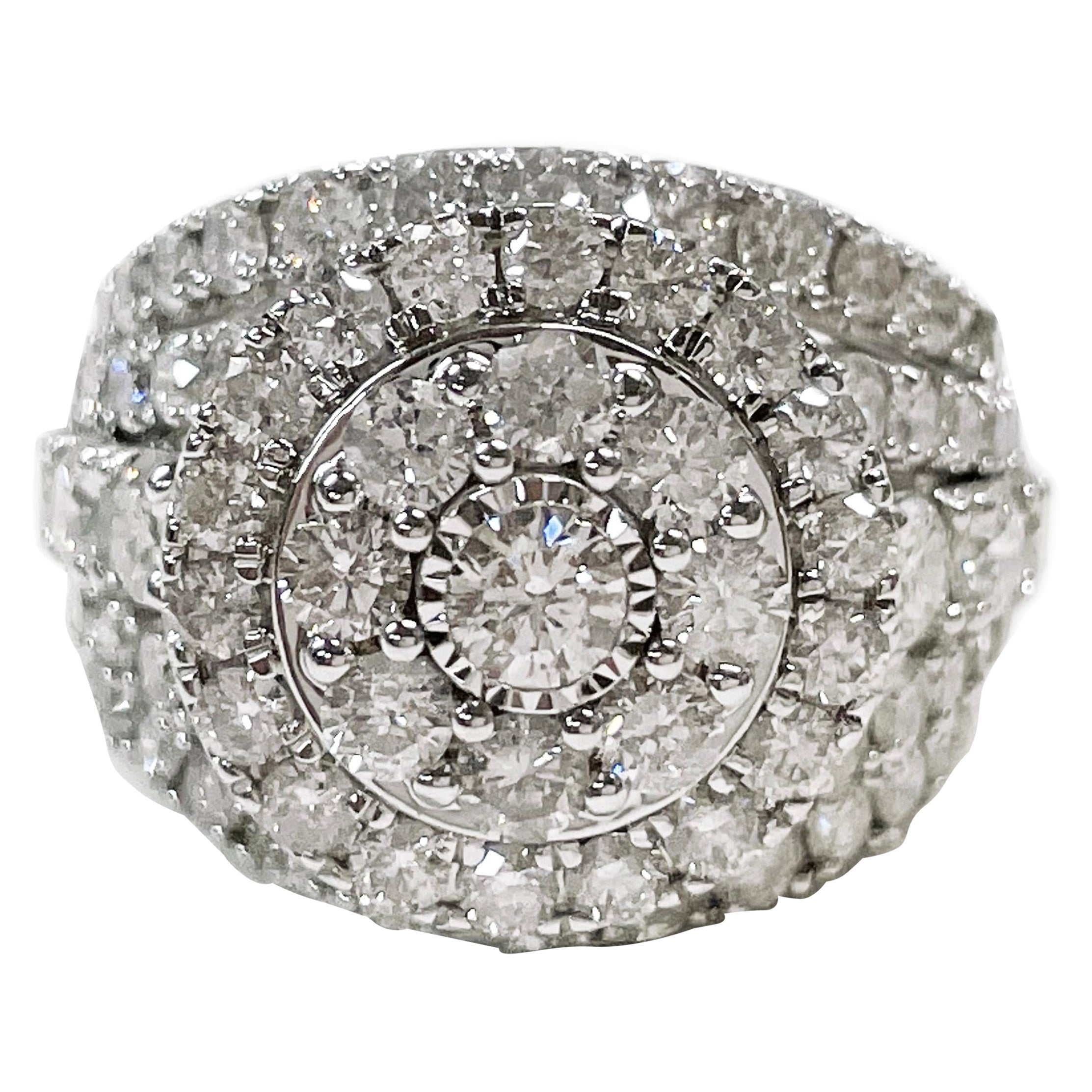White Gold Cluster Diamond Ring For Sale
