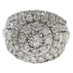 Retro White Gold Cluster Diamond Ring