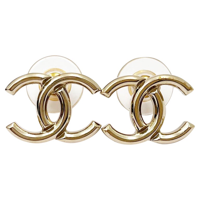Chanel Classic Gold CC 3D Piercing Earrings