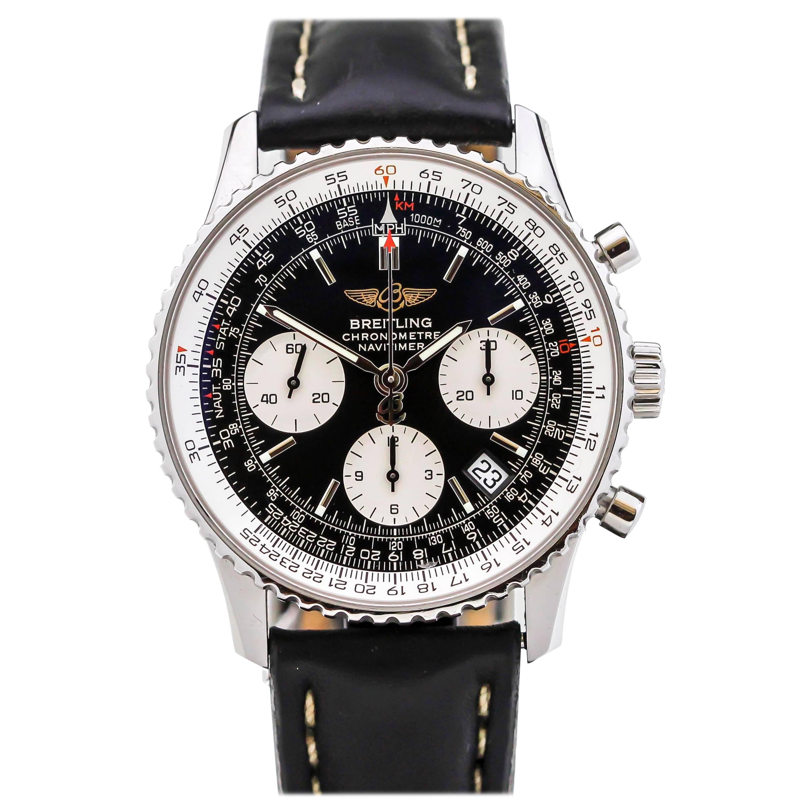 Breitling Stainless Steel Navitimer Ref A23322 Wristwatch 