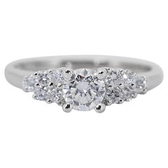 Exquisite 18 kt. White Gold Ring with 0.80 ct Total Natural Diamonds - IGI Cert
