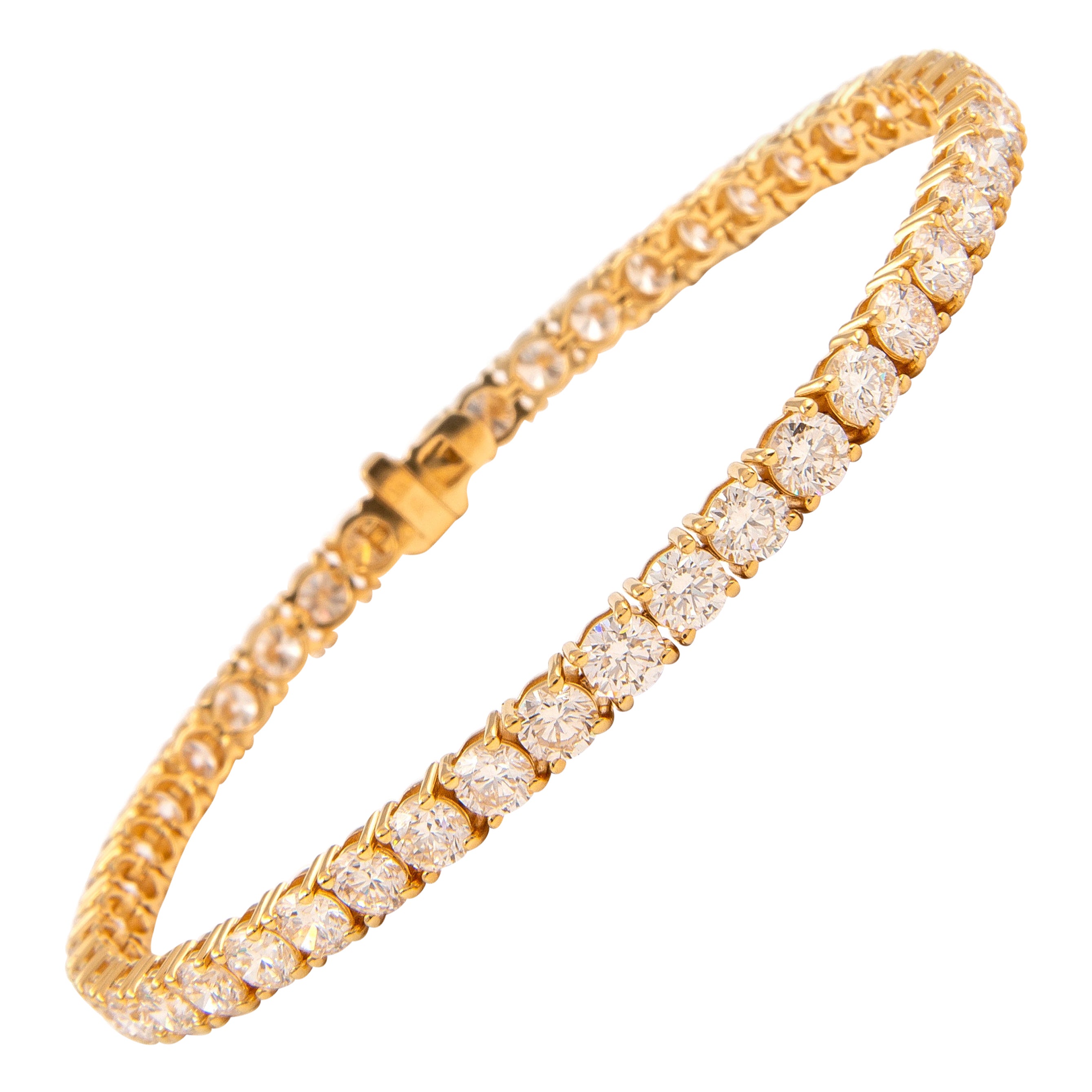 Alexander 9.52 Carats Diamond Tennis Bracelet 18-Karat Yellow Gold For Sale