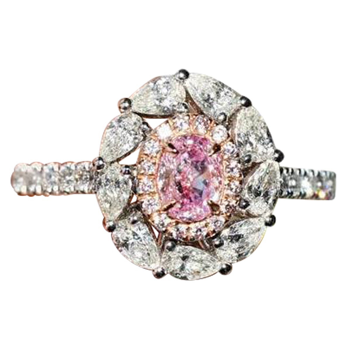 GIA Certified 0.33 Carat VS1 Clarity Very Light Pink Diamond Ring For Sale