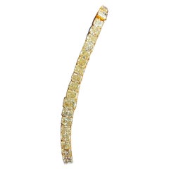 Bracelet tennis en diamants jaunes taille radiant de 45,19 carats certifiés par le GIA