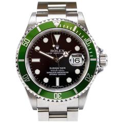 Rolex Stainless Steel Submariner Green Anniversary Ref 16610LV