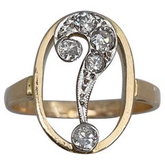 Victorian 18 Karat Gold Old Mine Cut Diamond Question Mark Ring