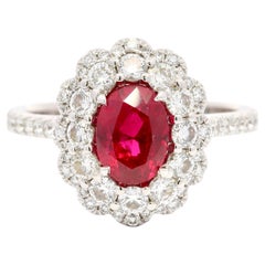 18kt white gold ‘Pigeons blood’ Ruby and Diamond Ring