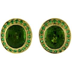 Crevoshay Classic Garnet Peridot Gold Earrings 1