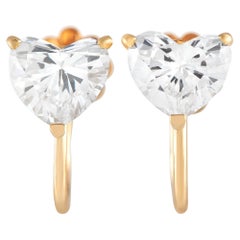 Fred of Paris 18k Yellow Gold 2.06ct Diamond Heart Earrings
