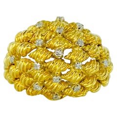 Vintage 0,37 Karat Diamanten Conch Shell Dome Ring 18k Gold