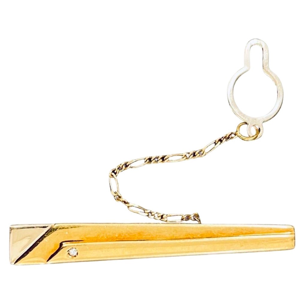 Vintage Diamond 18k Two-Tone Neck Tie Clip