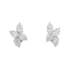 GIA Weißer Diamant Cluster-Ohrringe in Birnenform aus 18K Weißgold