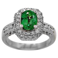 2.17 Carat Tsavorite Diamond Gold Engagement Ring