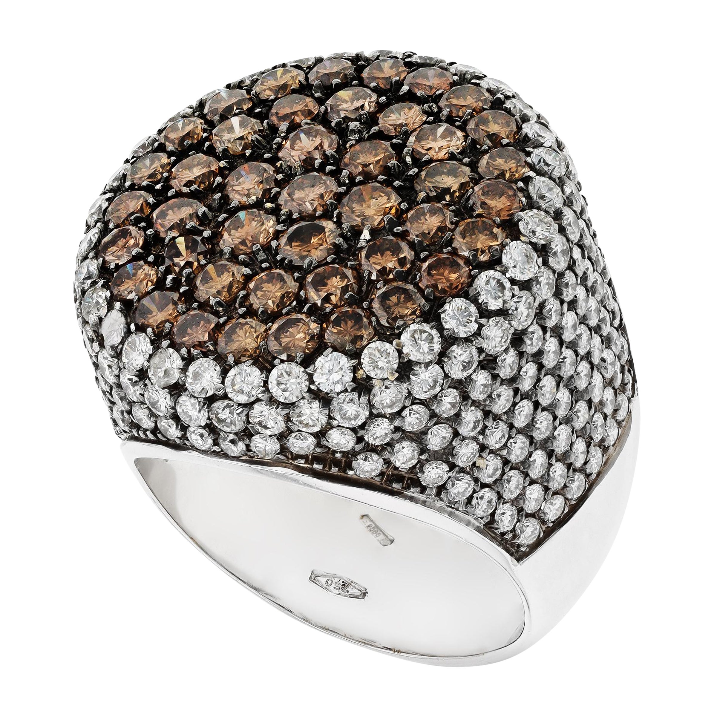 Piero Milano, bague en or blanc 18 carats avec diamants, taille 7,5 en vente