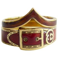 Gucci Enamel Sterling Silver Gold Vermeil Stacking Buckle Rings