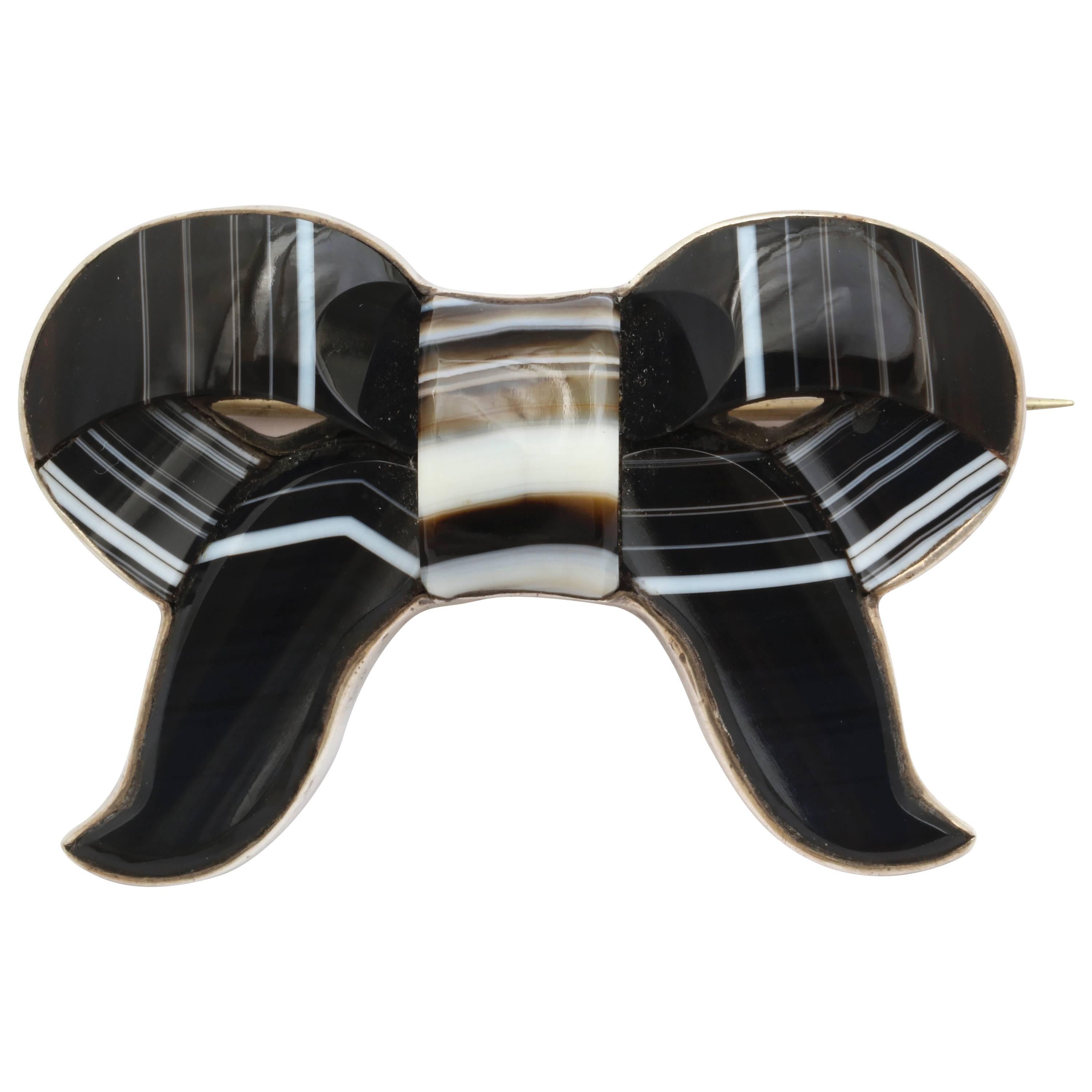 Scottish Banded Agate Bow Brooch