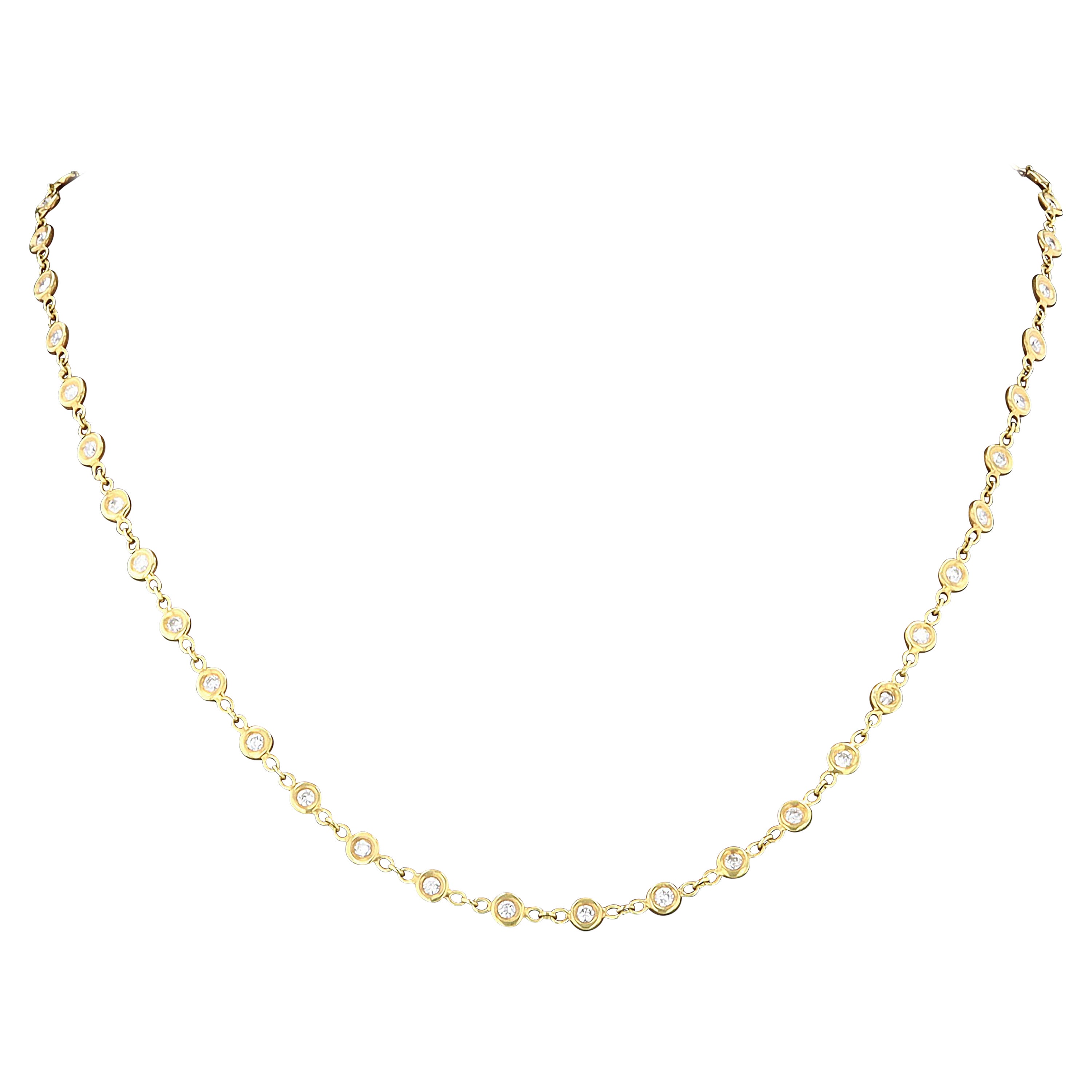 18k Yellow Gold Diamond By The Yard Necklace
