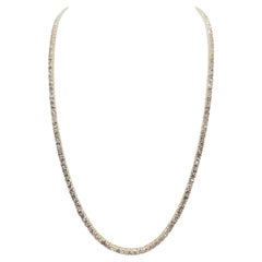 18.75 Carat Round Diamond Tennis Necklace 14 Karat Yellow Gold 20''