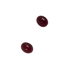 Rare ruby oval cabochon pair matching pair 8.8mm