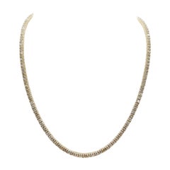 12.75 Carat Round Diamond Tennis Necklace 14 Karat Yellow Gold