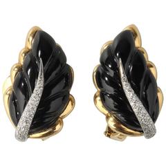 Eva Segoura Onyx Diamond Gold Ear Clips