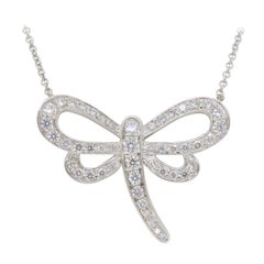 Rare Tiffany & Co. Diamond Dragonfly Necklace made in Platinum 