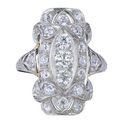 Ring aus 14 Karat Weißgold mit Diamanten im Art déco-Stil