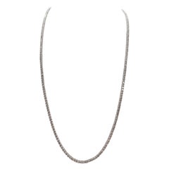 6.10 Carat Round Brilliant Cut Diamond Tennis Necklace 14 Karat White Gold