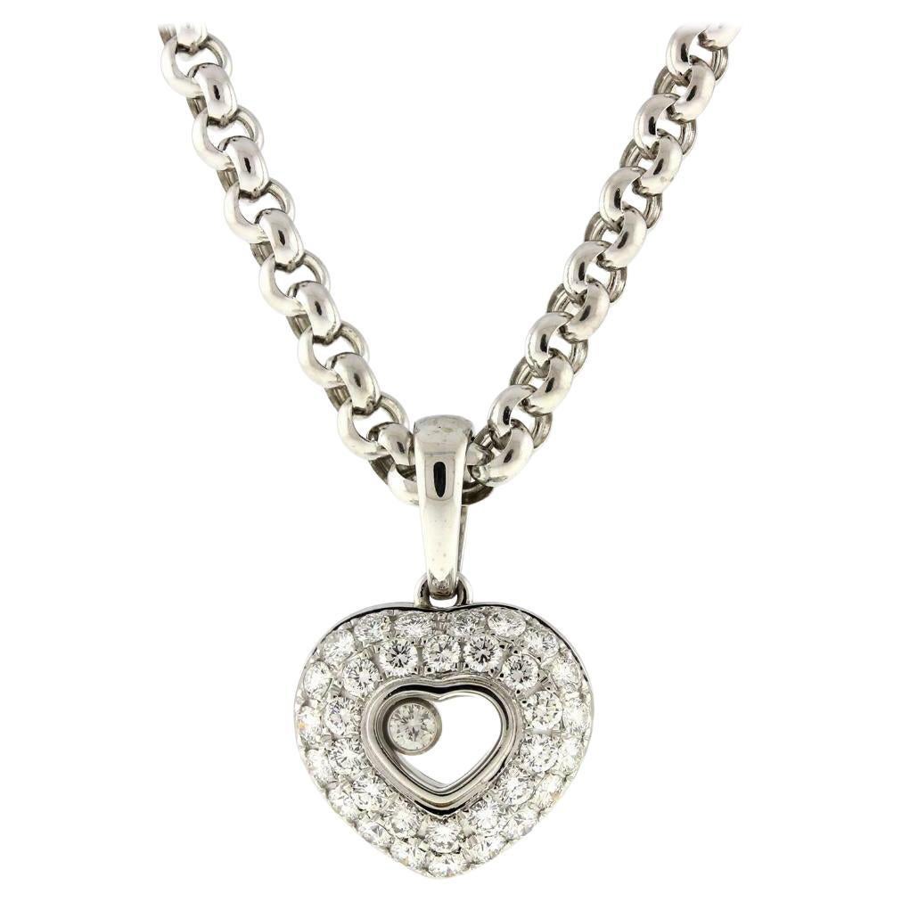 Chopard Happy Diamonds Icons Heart Diamond Pendant Necklace 18K W/Gold 0.95 CTW For Sale