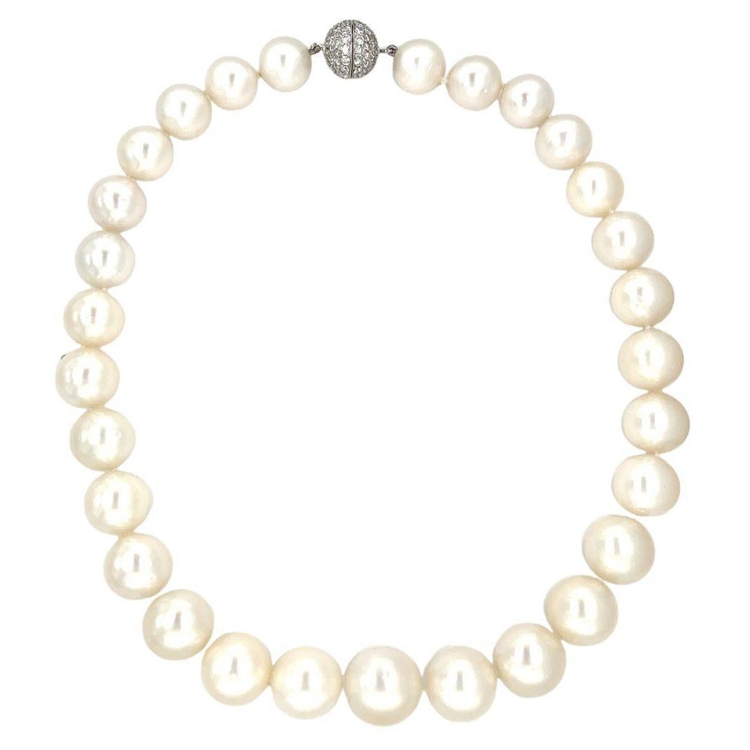 Sophia D Platinum South Sea Pearl Necklace with 4 carats Diamond Clasp  For Sale