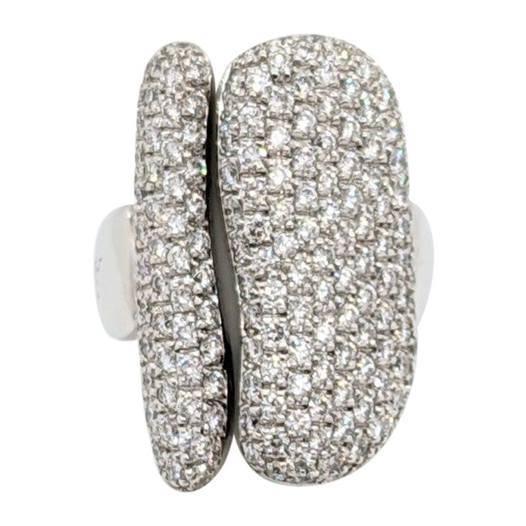 Estate Antonini White Diamond Pave Ring in 18K White Gold For Sale