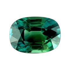 Natural GRA Certified 1.20Ct Green Blue Sapphire Rare Cushion Cut Gem IF