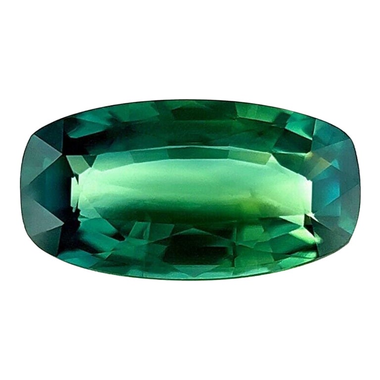 GIA Certified 1.46Ct Untreated 'Lagoon' Blue Green Sapphire Cushion Cut Gem For Sale