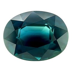 2,04Ct Zaffiro australiano verde intenso blu naturale taglio ovale VVS