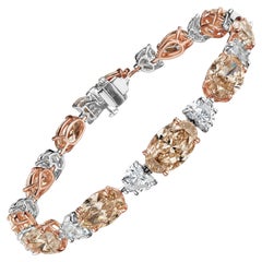 Bracelet de diamants de forme mixte champagne et blanc de 27,63 carats certifiés par le GIA