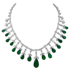 Spectra Fine Jewelry GRS Certified Zambian Emerald Diamond Necklace
