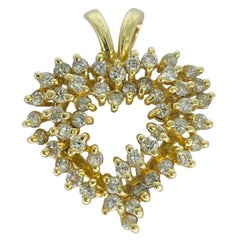 Retro 1.50 Carat Diamonds Heart Pendant 14k Gold