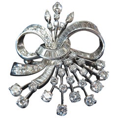 1960s Platinum and Diamond Spray Brooch Pendant